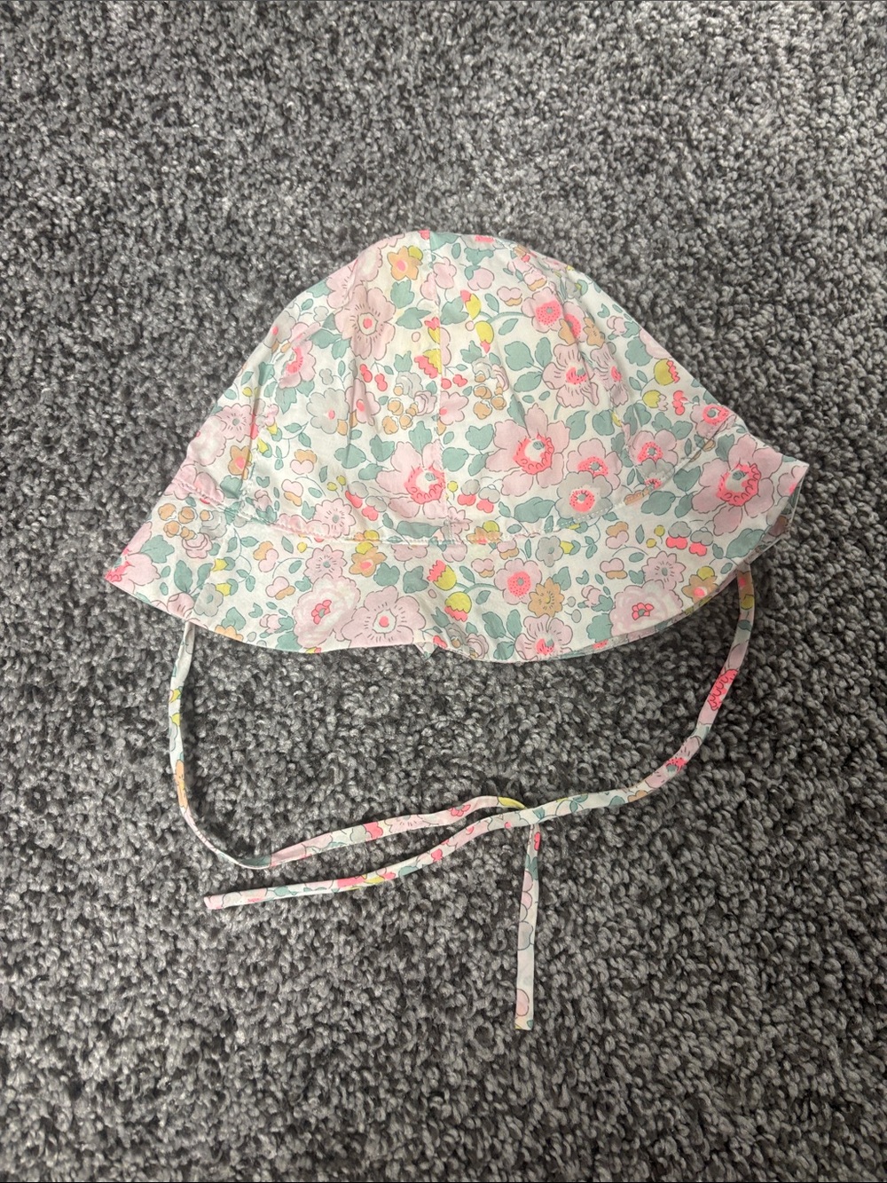Jacadi Pink Floral Sun Hat with Mint Accents